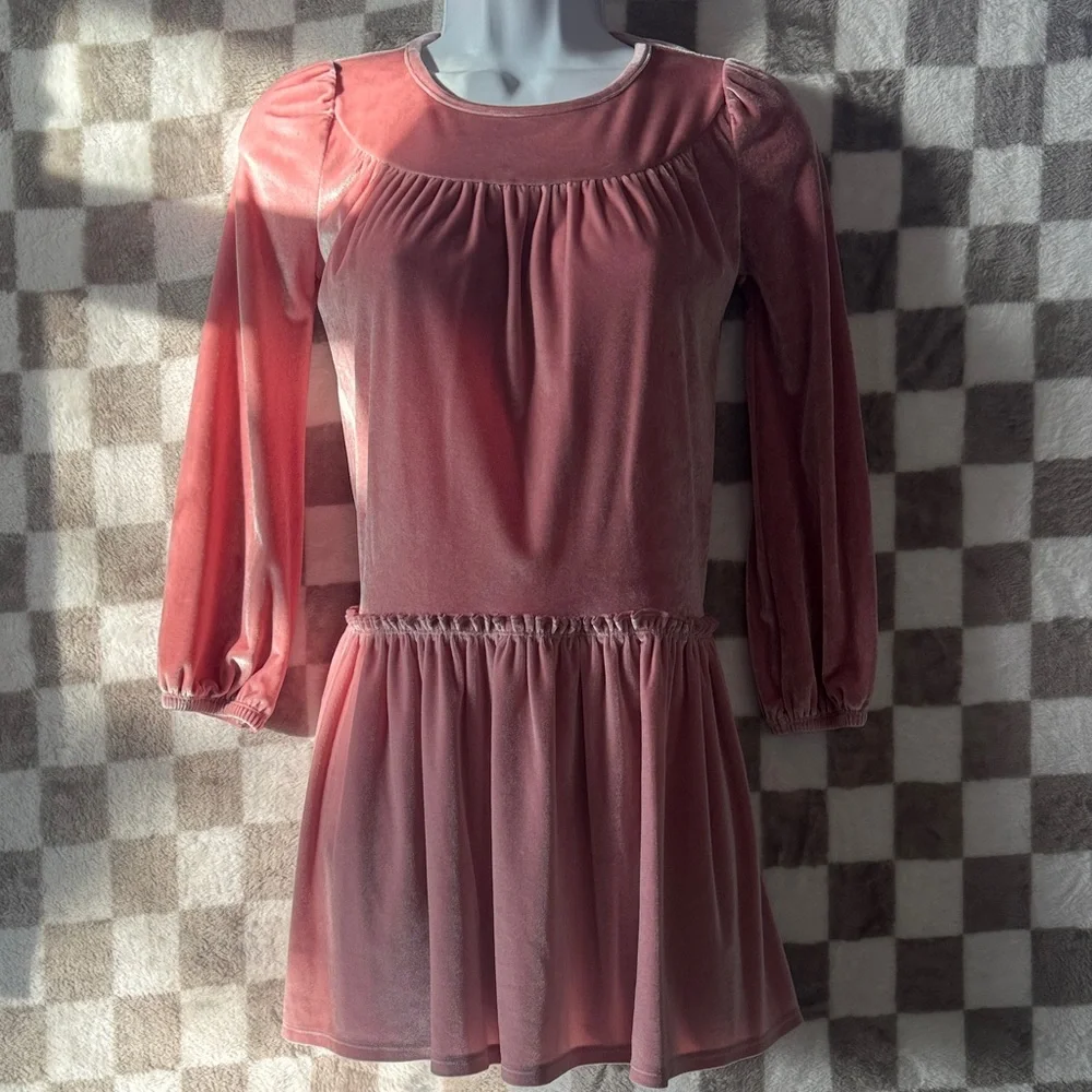 Tucker + Tate Kids Blush Velvet Long Sleeve Dress size 7